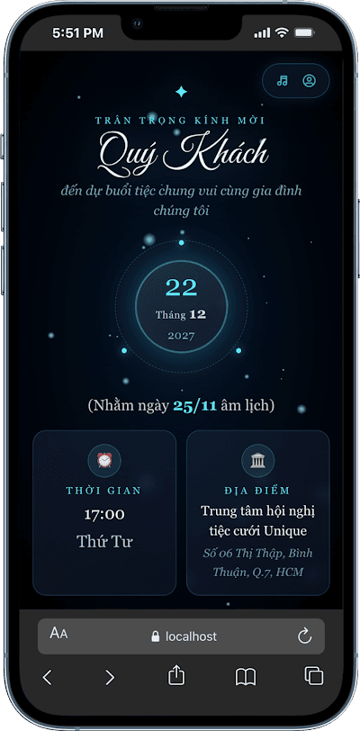 Thiệp cưới điện tử phong cách lãng mạn